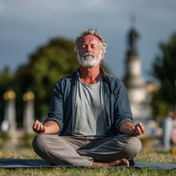 Persoane mature beneficiind de yoga